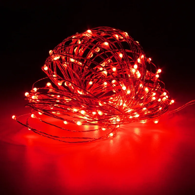 Red Party Supplies 1M/2M/3M/10M Copper Wire LED Light String Fairy Garland Lights Wedding Lights Decor Christmas Decoration For Home - Цвет: Red