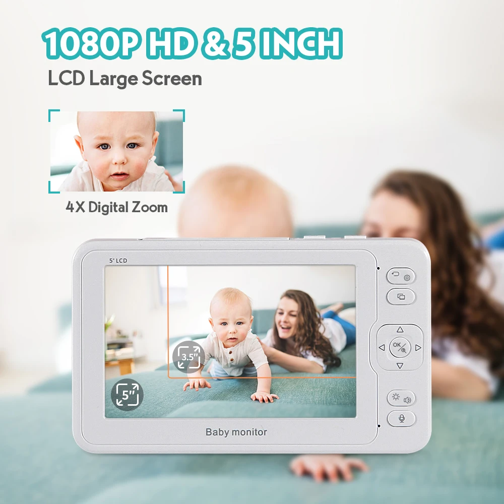 US $95.22 Inqmega 5 Inch Video Baby Monitor Night Vision 1 Screen 23 Surveillance Camera 1080p Security Camera Camera Babysitter Babyfoon