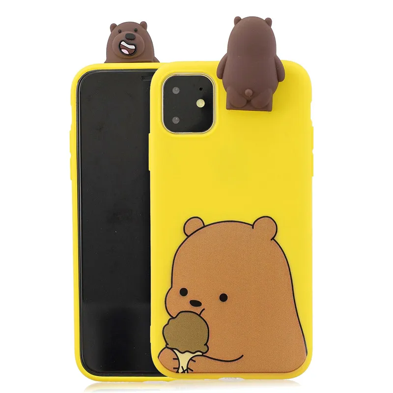 3D мягкий чехол из ТПУ для iPhone 11 Pro Max с милой пандой, единорогом, котом, медведем, подставкой для iPhone 11 X XS Max XR 6 7 8 Plus 5 S SE