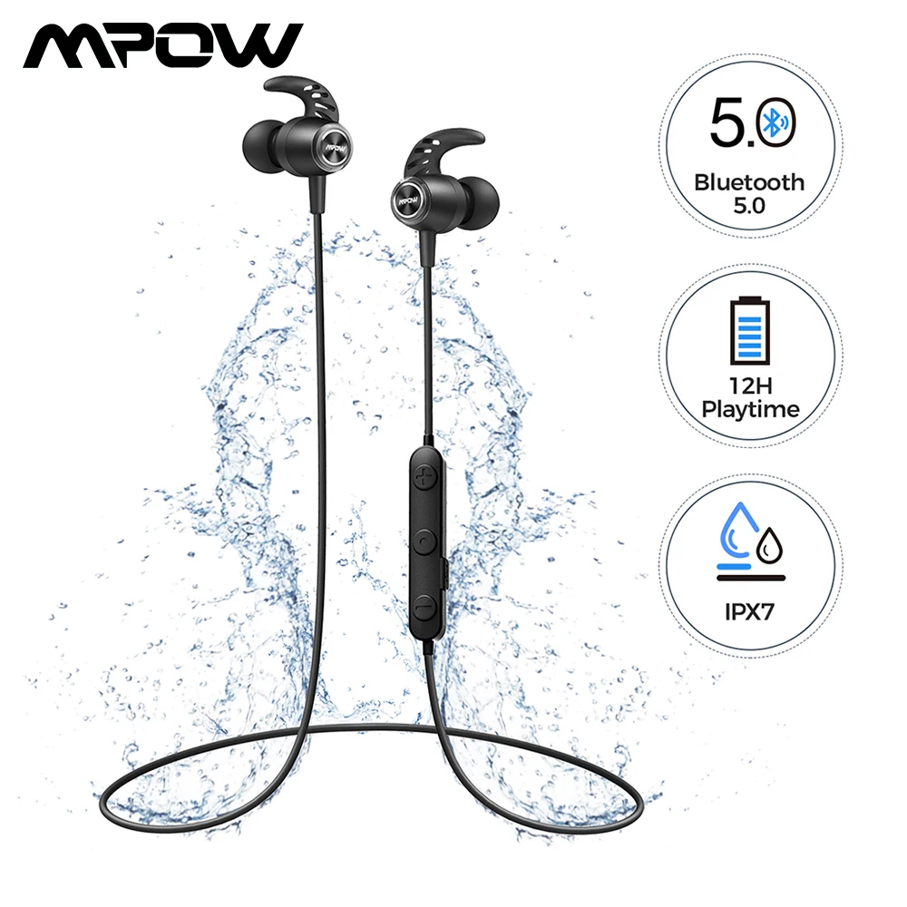

Mpow S11 Sport Wireless Headphones Magnetic Bluetooth 5.0 Earphone With IPX7 Waterproof 12H Playtime For iPhone 11 Samsung S9