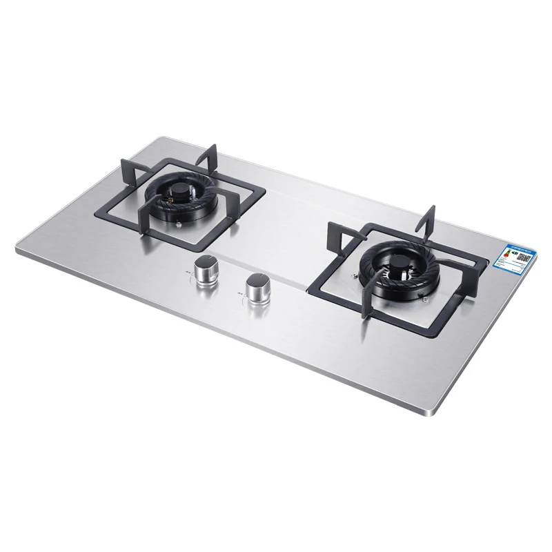 Household Energy-Saving Gas Stove Stainless Steel Glass Stove Double-Head Natural Gas Electronic Pulse Ignition