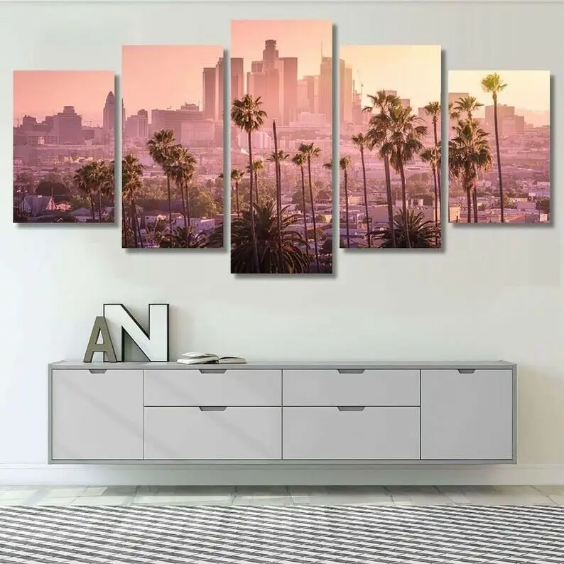 Art & Collectibles Digital Los Angeles Downtown Skyline Canvas Wall Art