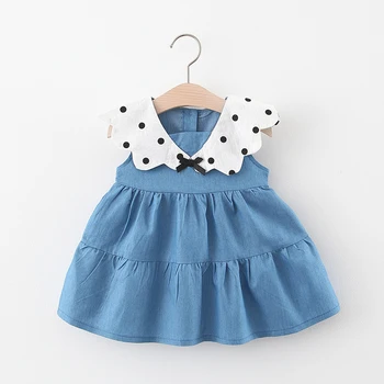 

Summer Baby Girls Dress 2020 New Cotton Jean Newborn Baby Dresses Dot Bow Infant Toddler Dresses Baby Girl Clothes