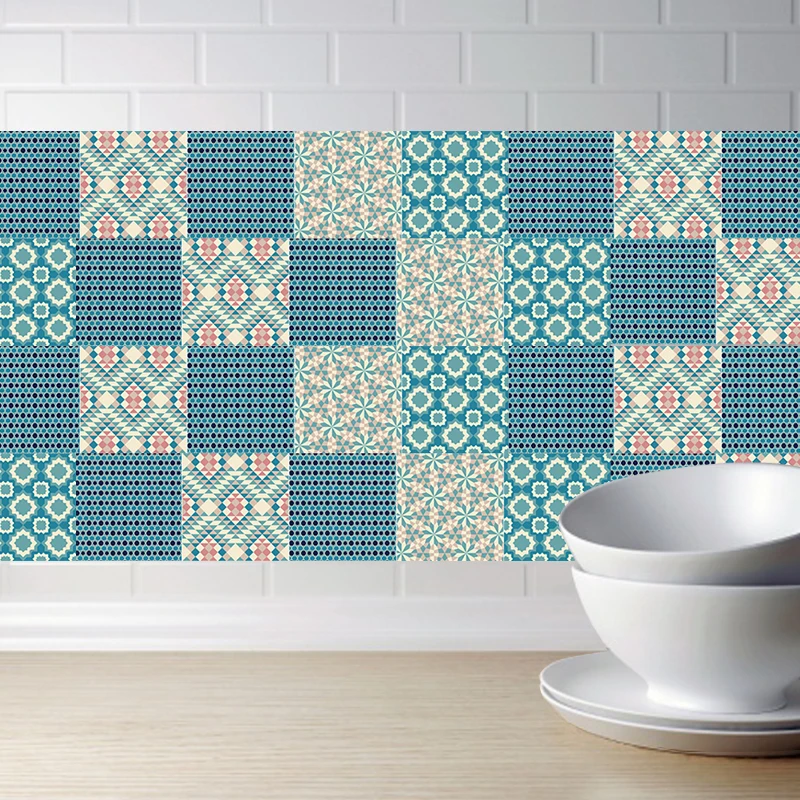 Moroccan Style Tiles Sticker Waterproof Self Adhesive Wallpaper Furniture Bathroom DIY Arab Tile Waist Line | Дом и сад