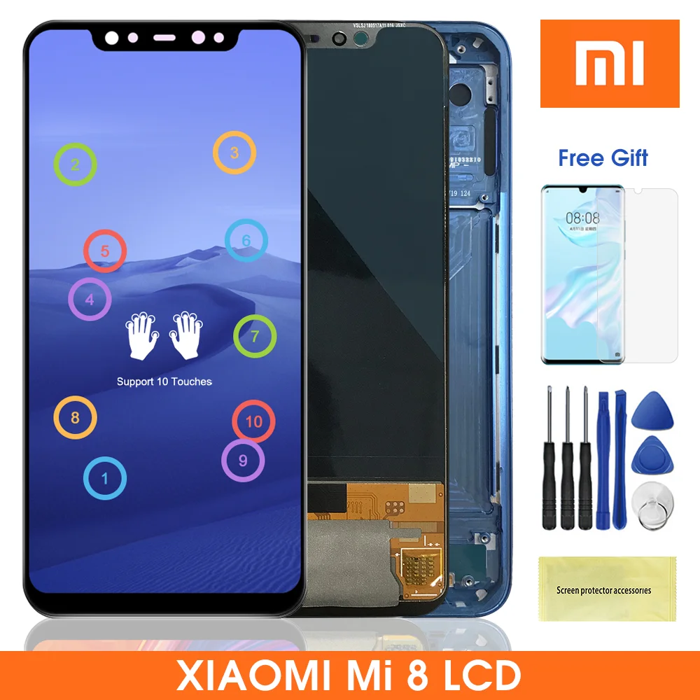 6.21'' Super Amoled MI8 Lcd Display Replacement For Xiaomi Mi 8 LCD With Touch Screen Digitizer Assembly M1803E1A | Мобильные