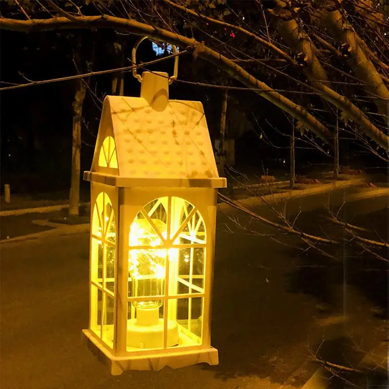European Wrought Iron Window Molding Glass Windproof Light Bulb Shape Table Lamp Wedding Garden Home Decoration Hanging Lamp