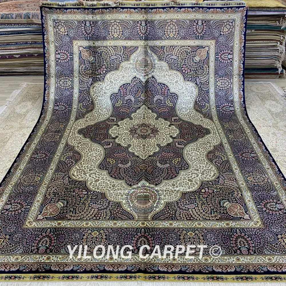 YILONG 10'x14' большой размер ручной работы шелковый ковер для гостиной украшение ковер из Турции (ZQG283A)