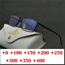 Голубые светящиеся блокирующие очки для чтения для женщин и мужчин, металлические большие пресбиопические очки в черной оправе с чехлом+ 4,0 NX