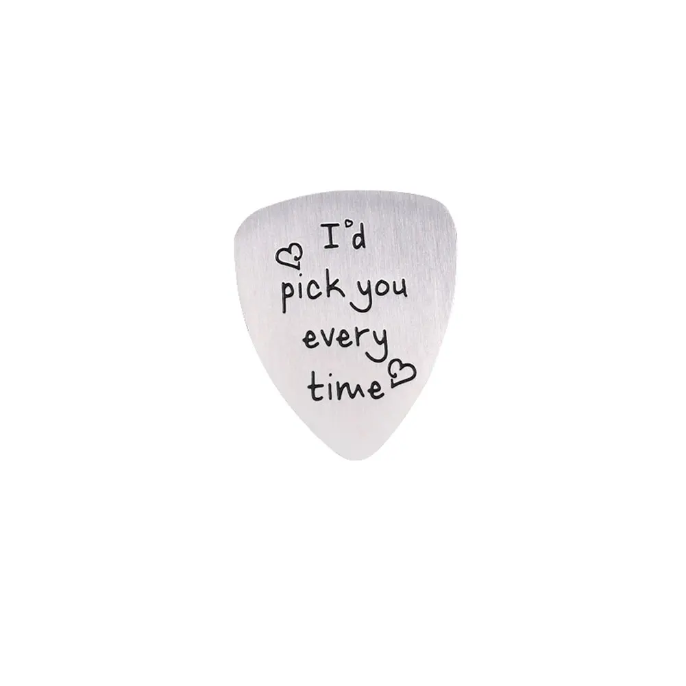 Бас-медиатор музыка электрическая Plectrum тонкая титановая сталь акустическая укулеле прочная гитара палочки Выгравированные буквы портативный подарок - Цвет: AL115