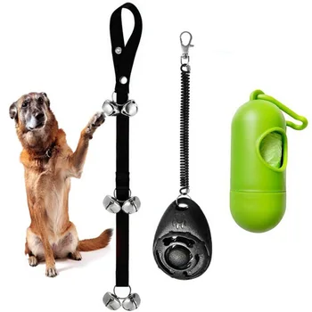 

3pcs With Clicker Safe Obedience Dog Doorbell Set Puppy Aid Tool Adjustable Alarm Home Pet Training Accessories Waste Bag