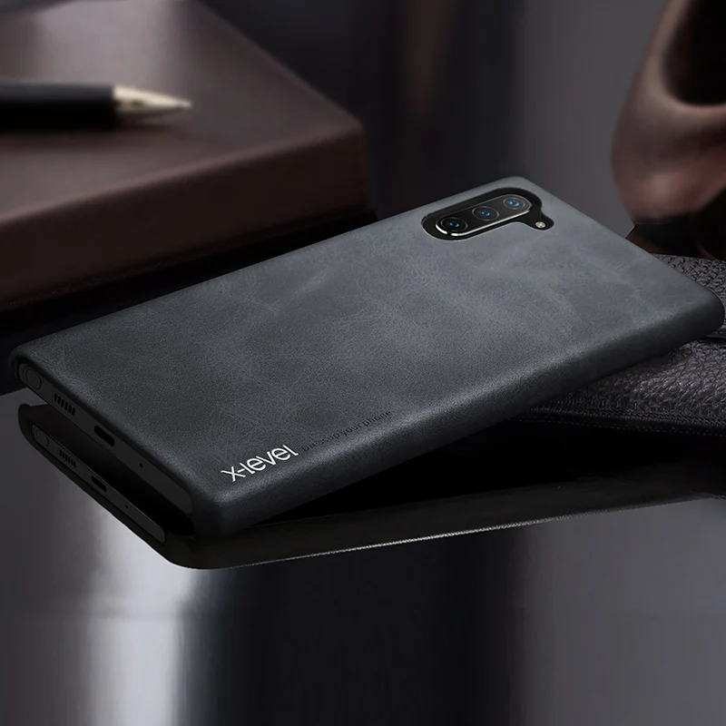 Чехол из искусственной кожи для samsung Galaxy Note5 8 Note9 10 Plus, мягкий ультра тонкий ударопрочный деловой чехол-накладка для Note 8 - Цвет: Grey