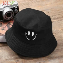 Шляпа-ведро, черная, смайлик, складная Кепка, пляжные, для защиты от солнца, вечерние, для улицы, охоты, для женщин, мужчин, шапки Harajuku, хлопок, рыбак, 19Ot