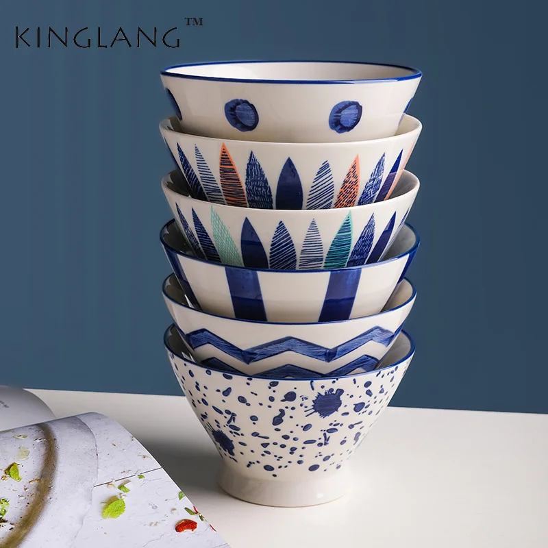 1 шт. Kinglang японская 5 дюймовая керамическая чашка бытовая ручная роспись рисовая миска для выпечки