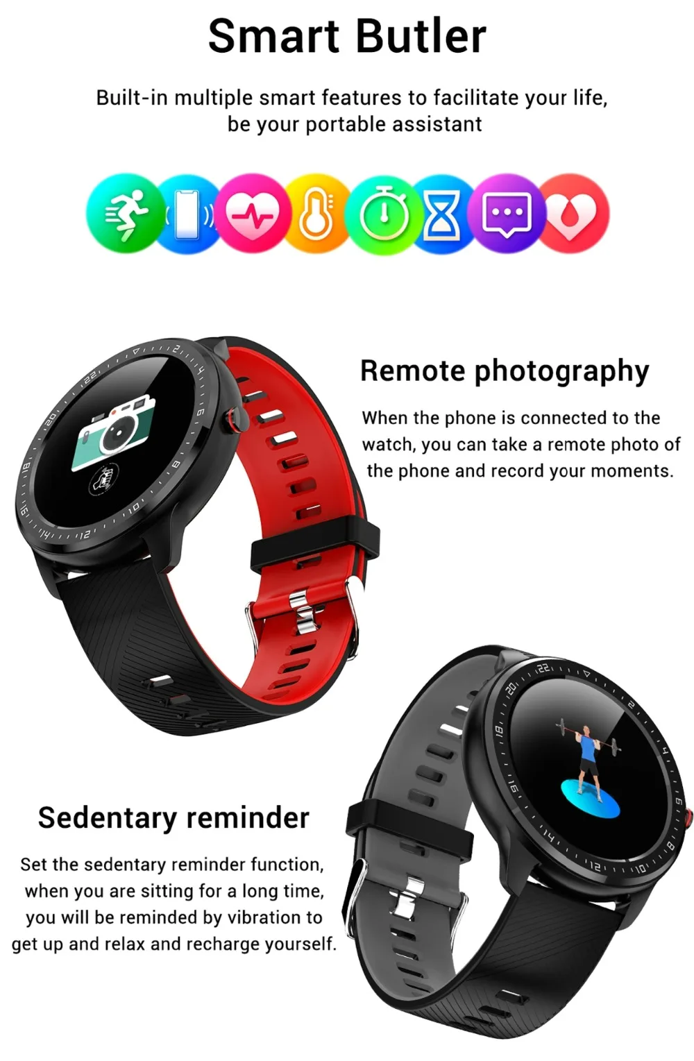 2020 New Smart Watch IP67 Waterproof Heart Rate Blood Pressure Monitoring LEMFO Smartwatch Fitness Tracker for Men Women Gift