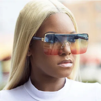 

Fashion Oversized Square Sunglasses Women 2020 Brand Designer Vintage Gradient Blue Pink Sunglasses For Women Men Eyewear UV400