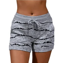 Women Shorts Striped High Waist Quick Drying Drawstring Pockets Sports Short Pants Summer Shorts Women 2021 Light Grey L To 3XL Women Shorts Striped High Waist Quick Drying Drawstring Pockets Sports Short Pants Summer Shorts Women 2021 Light Grey L To 3XL