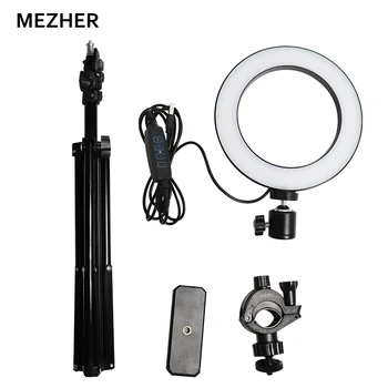 

Mezher LED studio camera ring lamp makeup ring self-timer youtube video lamp tripod ring light mobile phone bracket USB plug