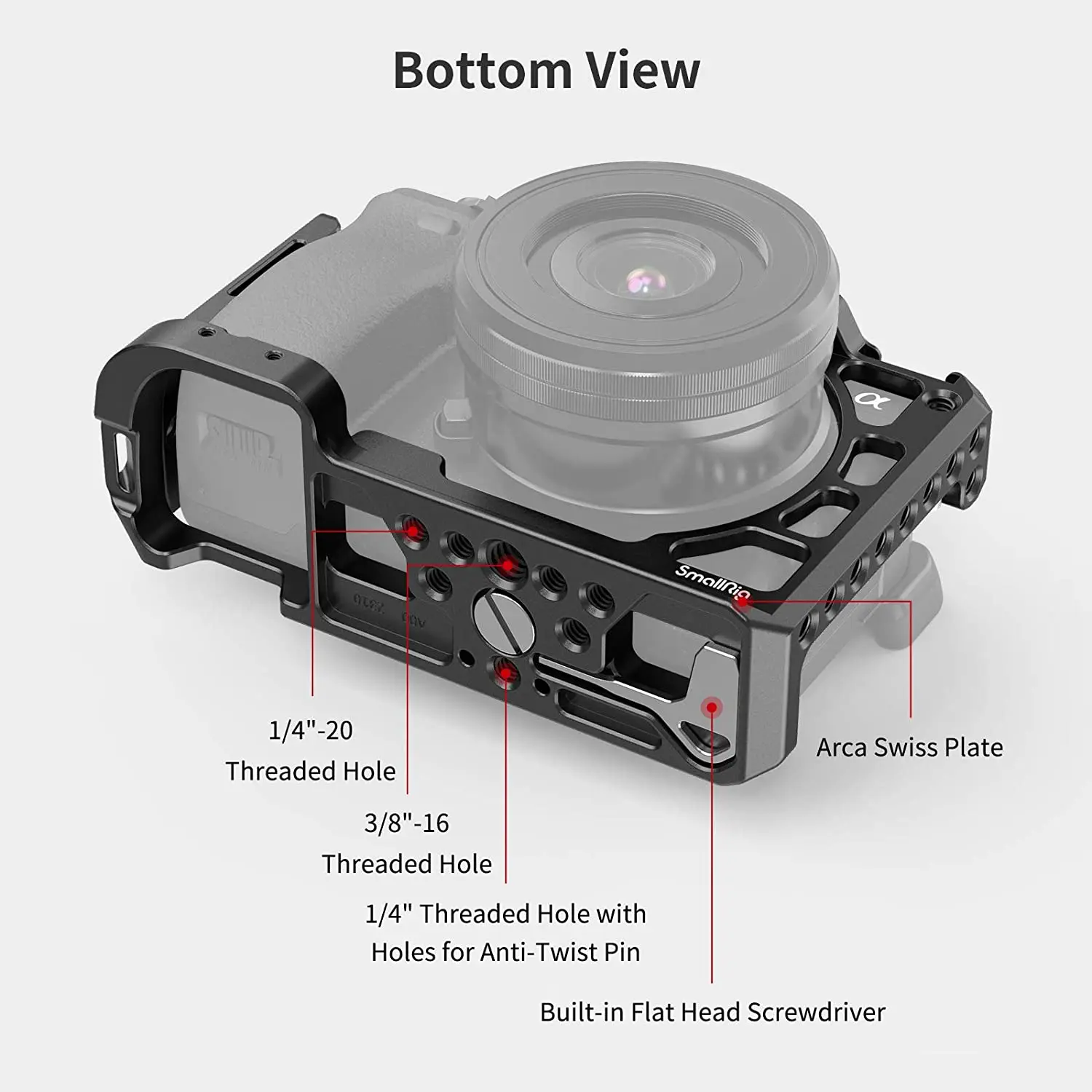 Smallrig A6400 Gaiola de Câmera para Sony Alpha A6300 A6400 A6500 A6100 Câmera com Furos de Rosca para Vlog Faça Você Mesmo Opção 2310 - Image 6