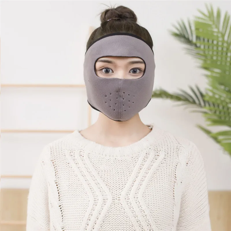 Light grey Велосипедная маска для девочек зимняя ветрозащитная Теплая Флисовая Тканевая маска для верховой езды спортивная маска для лица для катания на лыжах - Цвет: Light grey