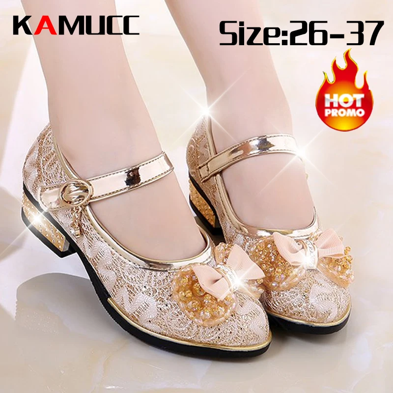 Girls Sandals Children Shoes Princess Wedge Fashion PU Leather For Bow Non-slip Low Heels | Детская одежда и обувь