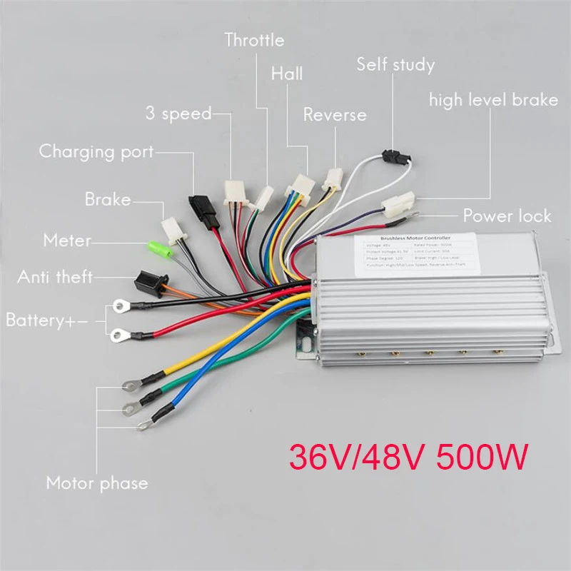 48V 500W Ebike Бесщеточный контроллер двигателя AOMA 36 в 250 Вт 48 В 350 Вт/500 Вт Электрический велосипед E скутер аксессуары для велосипеда электрические велосипеды - Цвет: 48V 500W