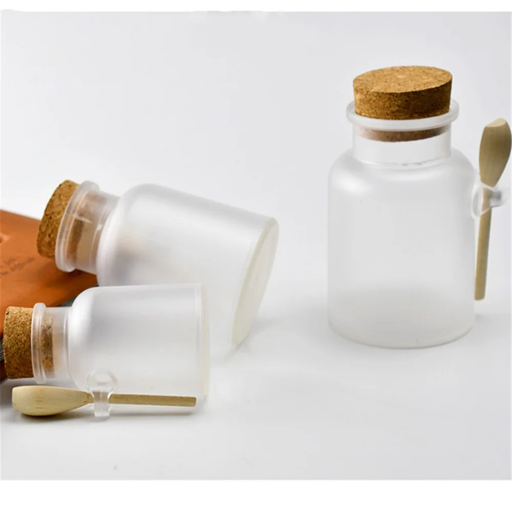Round Cosmetic Empty Matte Cork Jar Bath Salt Bottle Women Mask Facial Container Refillable Bottles With 1