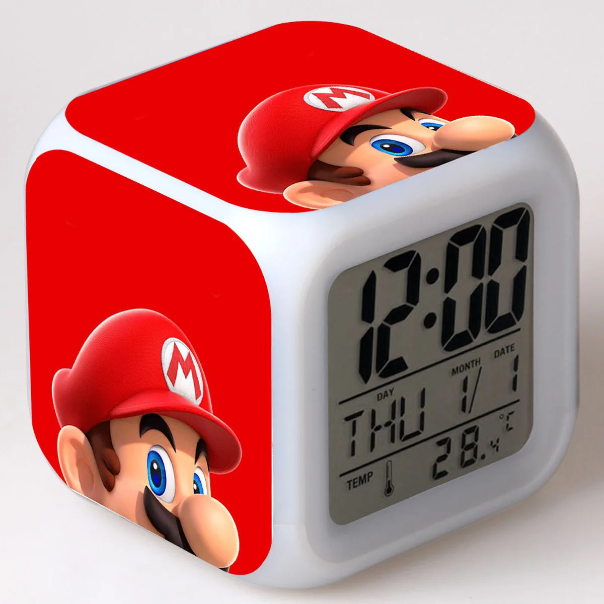 Лучшие продажи продуктов детский будильник светодиодный Изменение цвета освещения Super Mario Bros цифровые часы детские игрушки wekker reveil - Цвет: 19
