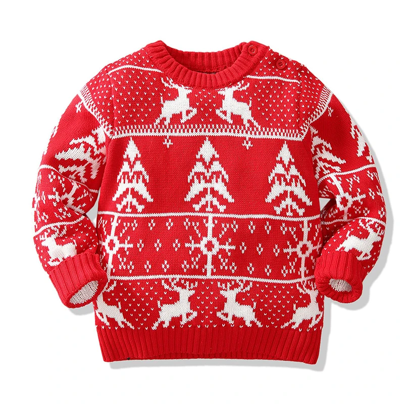 Рождественские свитера для маленьких мальчиков и девочек зимняя одежда для малышей Рождественский свитер с рисунком оленя топы с вышивкой