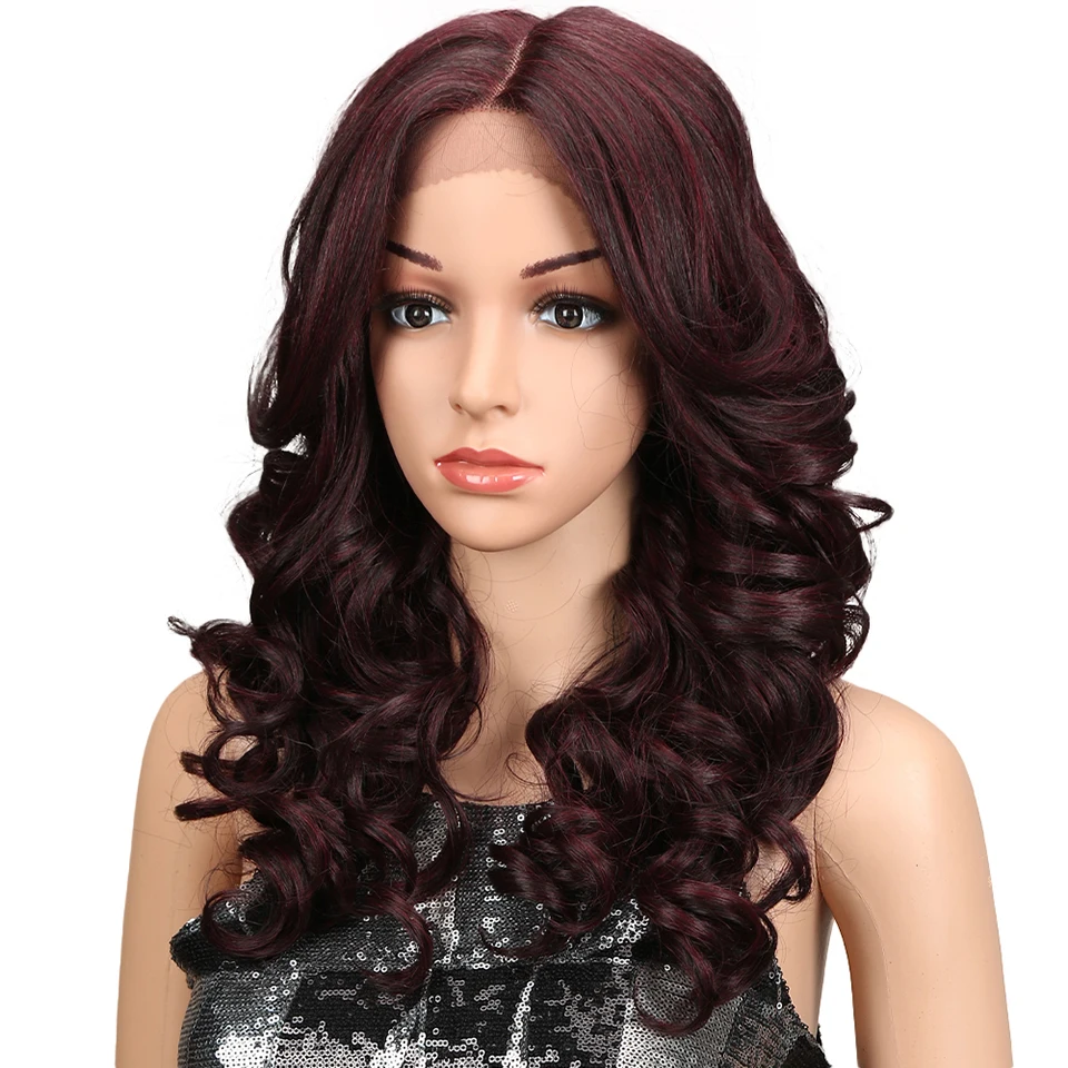 M Wig 20 дюймов Ombre цвета: золотой темно красный длинные волнистые волосы перукасы