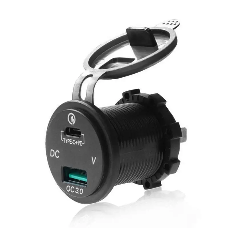 Водонепроницаемый 12V 24V Тип C PD КК 3,0 USB Автомобильное зарядное устройство со светодиодом вольтметр Мощность адаптер для смарт-телефонов и планшетных лодка мотоцикл qyh