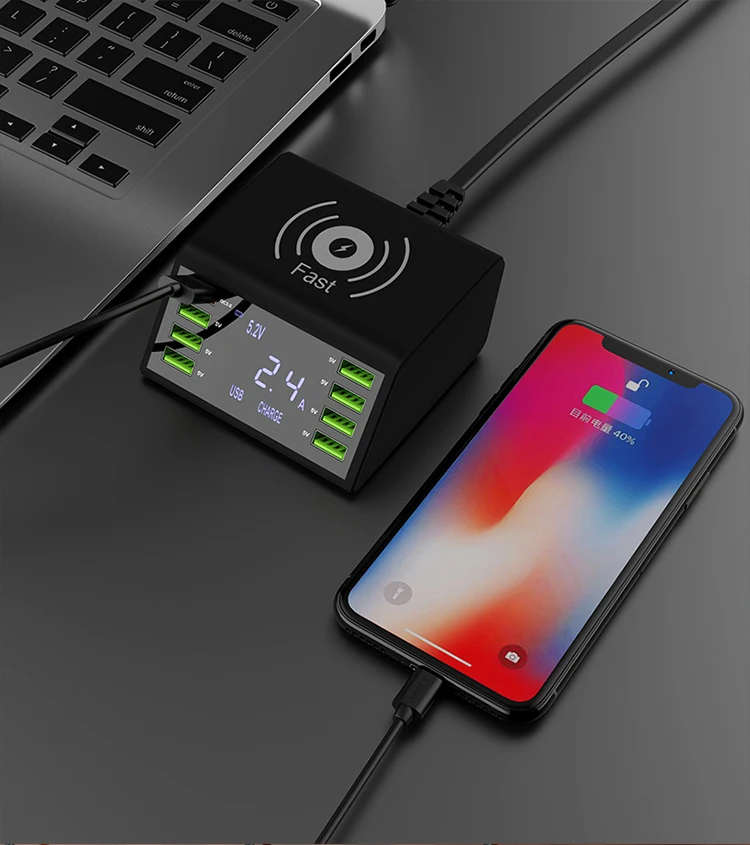 60 Вт USB зарядное устройство для телефона для iPhone samsung Xiaomi 10 Вт Qi Беспроводное зарядное устройство QC Быстрая зарядка 3,0 Быстрая зарядка несколько зарядных устройств IX52