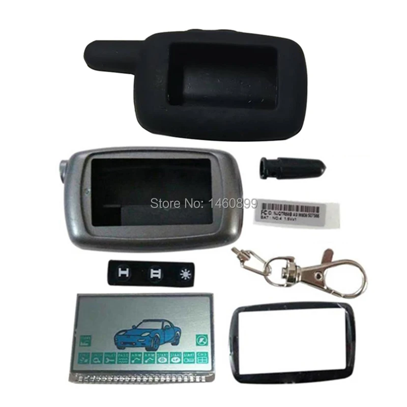 

A9 LCD Display Metal Pin + Keychain Body Cover + Silicone Case For Two way Car Alarm Starline A9 A8 Remote Control Keychain