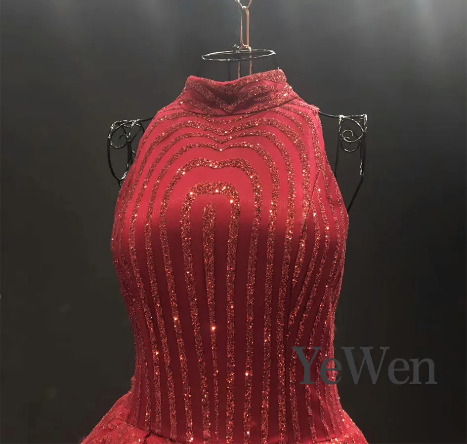 Роскошное арабское свадебное платье, бальное платье, Vestido de noiva, Аппликации, высокий вырез, свадебные платья, длина до пола, платье невесты
