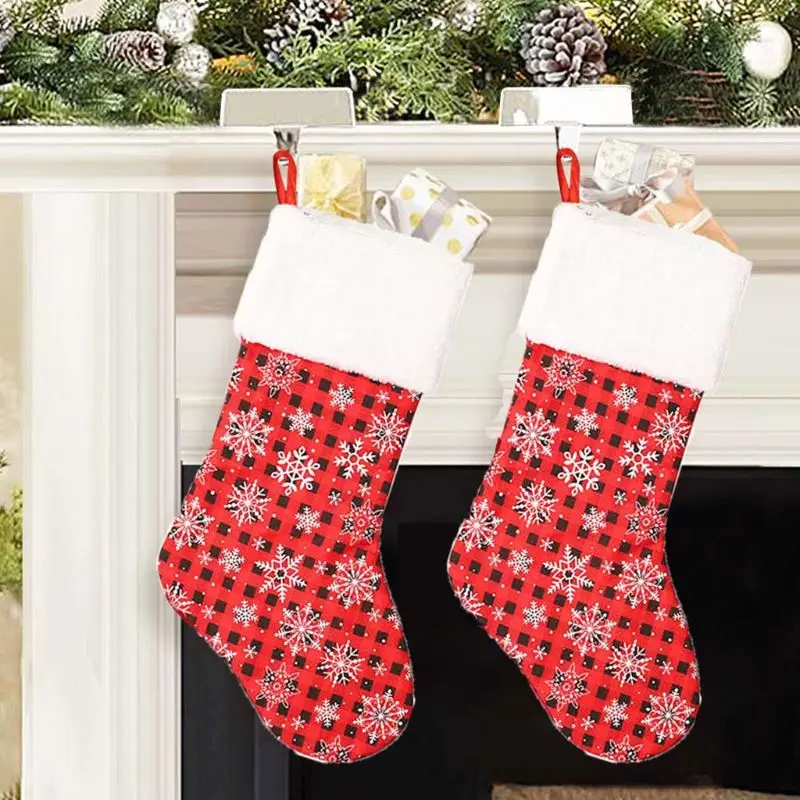 Christmas Stockings Mini Sock Snowflake Xmas Tree Candy Gift Bag Hanging Pendant 6XDD