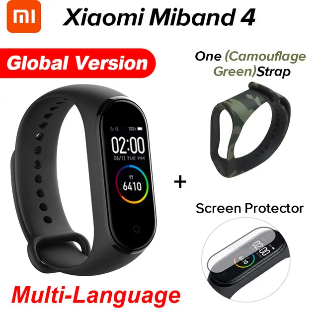 Gb Cam Green N Film Xiaomi Mi-браслет 4 новейший Xiaomi Mi-браслет 4 браслет 3 цвета сердечный ритм фитнес 135 мАч цветной экран Bluetooth 5,0 - Цвет: Gb Cam Green N Film