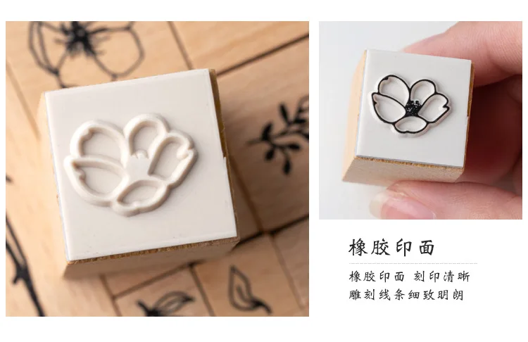 20 шт./компл. Винтаж цветок деревянная печать декоративная печать ...