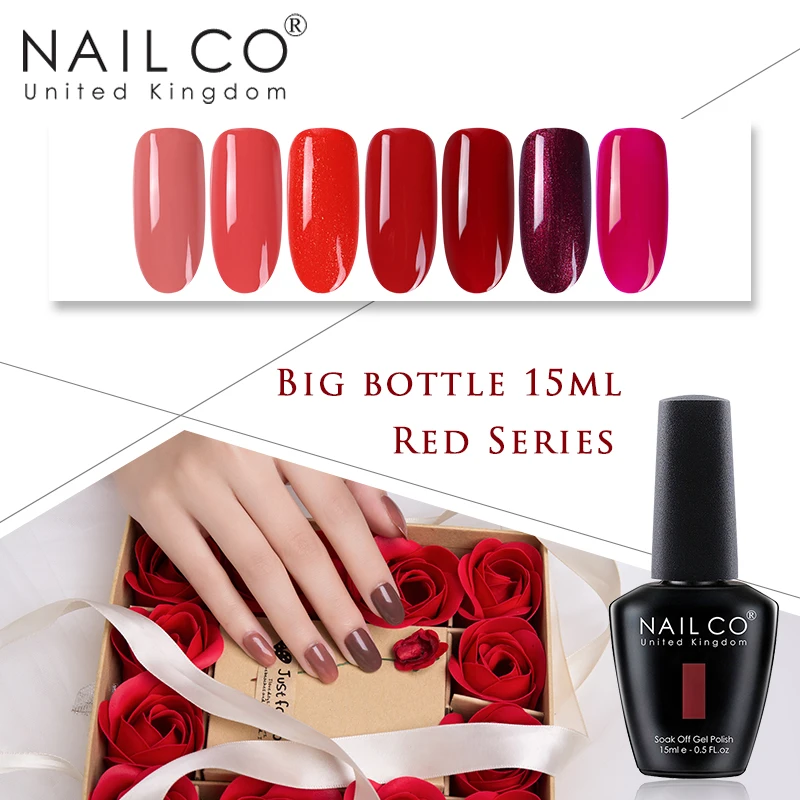 NAILCO красный полуперманентный УФ-лак Гель-лак для ногтей лак художественный