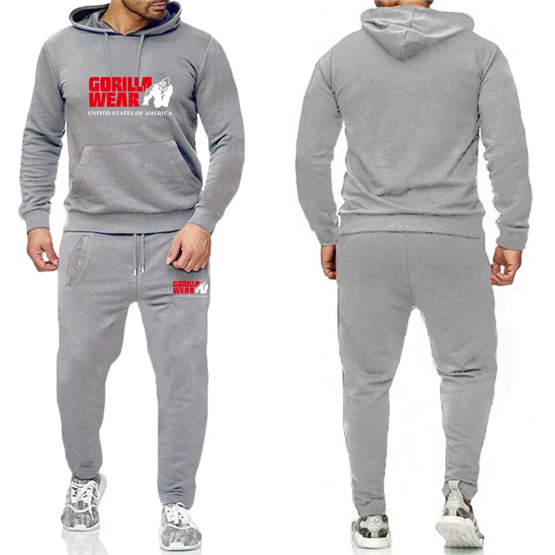 Chándal de moda GORILLA WEAR ropa deportiva conjuntos de dos piezas todo algodón polar grueso Sudadera con capucha + traje deportivo| | - AliExpress