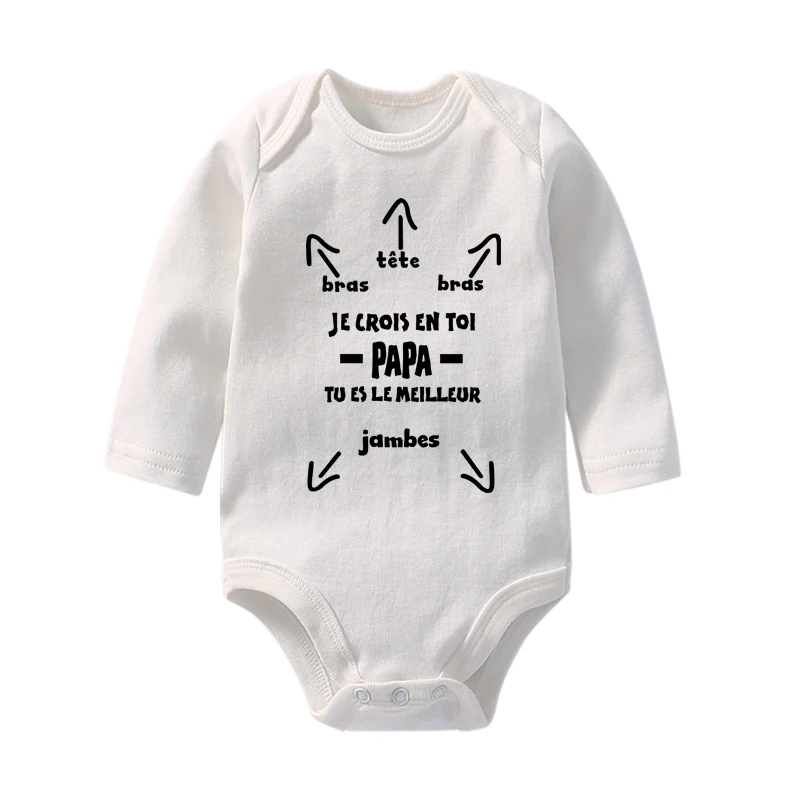 Baby Bodysuit Papa Tu Es Le Meilleur Funny Cotton Long Sleeve Infant Rompers Boys Girls Father's Day Gifts