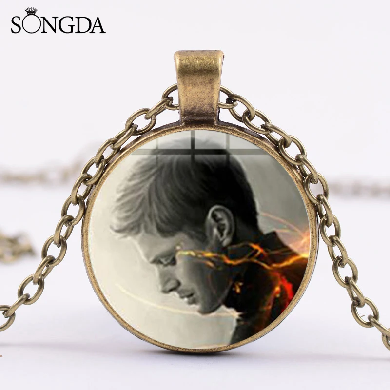 

SONGDA Hot TV Supernatural Inspired Necklace Dean Winchester Jensen Ackles Art Picture Glass Cabochon Pendant Necklace Fans Gift