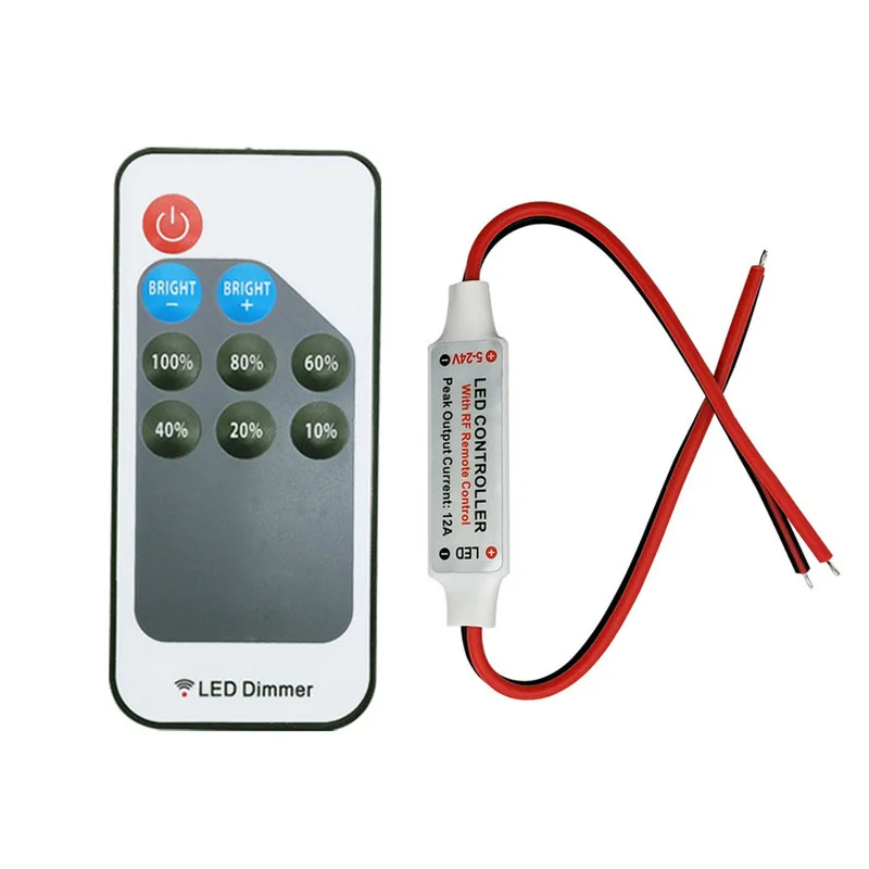 Mini DC5V-24V 9 Keys RF Wireless Single Color Controller Remote Dimmer for 3528 5050 LED Strip Light Adjust Brightness Control led strip controller led dimmer controller led dimmer switch smart dimmer switch led string dimmer lamp dimmer