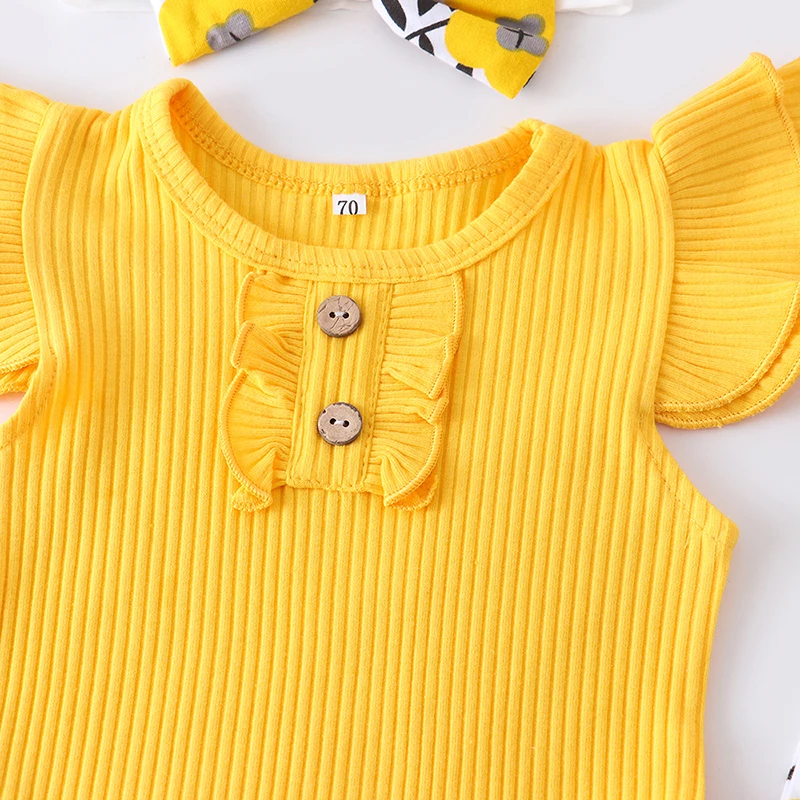 Kids Clothes Set Baby Girl Summer Knitting Cotton 3Pcs