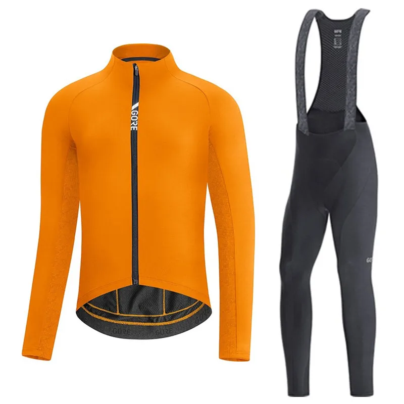 

Gore Winter Sets 2020 Unisex Outdoor Thermal Warm Brushed Fleece Bike UV Protection Ciclyng Jersey Bib Trousers Kit Clothing