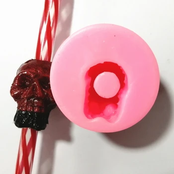 

Handmade 3D Human Skull Shape Silicone Straw Topper Mold Skull Sucker Straw Decor Resin Casting Mold Art Craft Tools