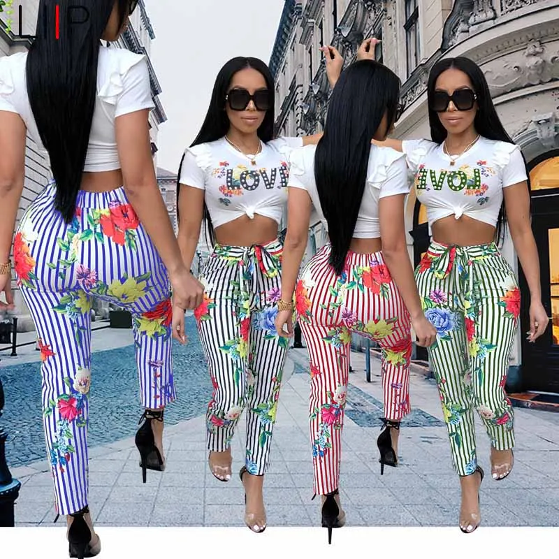 summer sexy crop top club two piece set tracksuit women 2 piece set women outfits sexy letter tops and pants set 3437