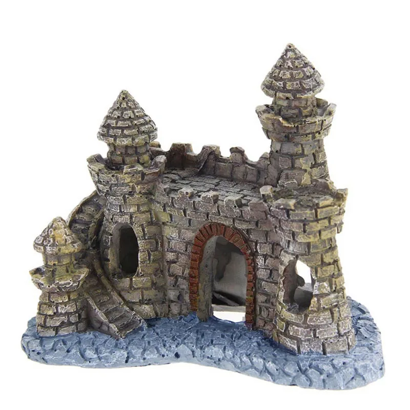Polyresin Tower Castle Aquarium Ornament Fish Tank Decoration Accessories New