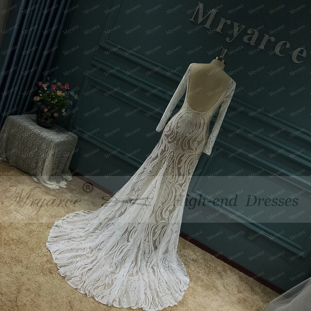 Mryarce Unique Bride Bohemian Wedding Dress Full lace Open Back Long Sleeves Boho Chic Modern Bridal Gowns 2