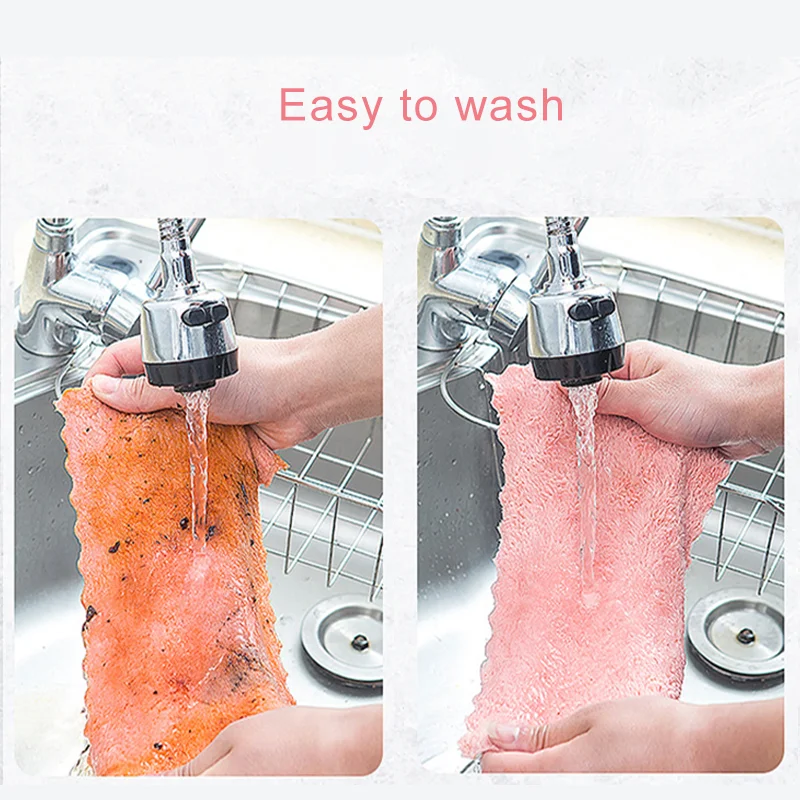 Kitchen Towel 8PCS Microfiber Absorbent Cleaning Cloths Non-stick Oil Dish Rags Napkins Household