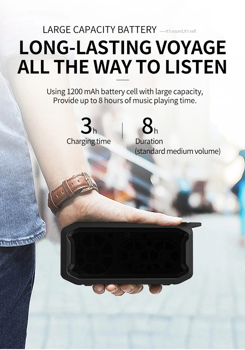 Открытый водонепроницаемый сабвуфер беспроводной Bluetooth 5,0 динамик объемный HiFi Громкоговоритель с микрофоном для телефона TF карта AUX EY371