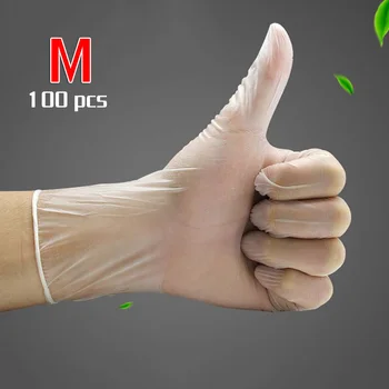 

100pcs Disposable PVC Rubber Gloves Work Lab Protection Home Housework Universal Individually Packaged